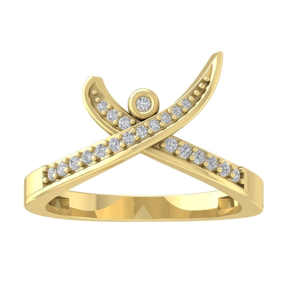Araiya 14K Yellow Gold Diamond Criss Cross Band Ring (1/6 cttw, I-J Color, I2-I3 Clarity), Size 10