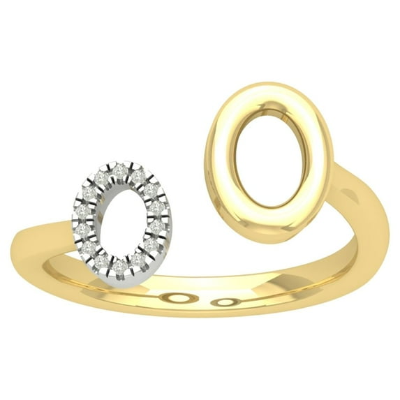 Araiya 14K Yellow Gold Diamond Double Oval Space Ring (1/20 cttw, I-J Color, I2-I3 Clarity), Size 5.5