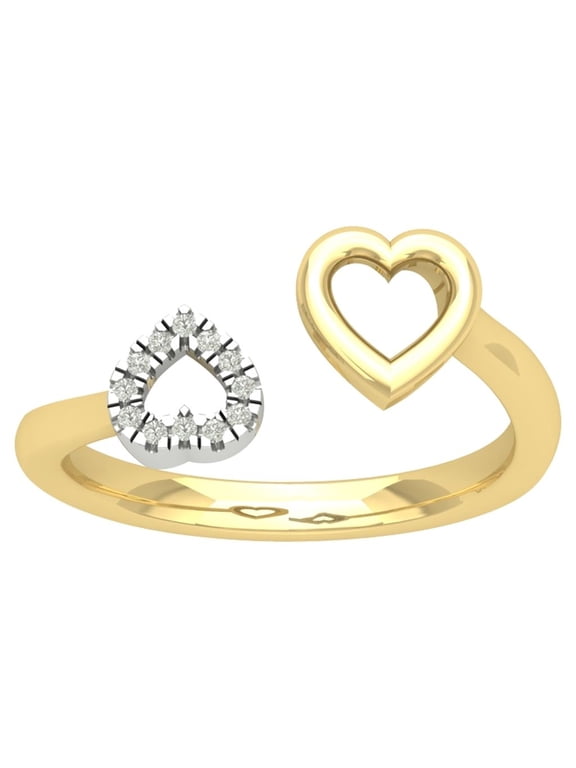14K Yellow Gold Diamond Double Pear Space Ring (1/20 cttw, I-J Color, I2-I3 Clarity), Size 7