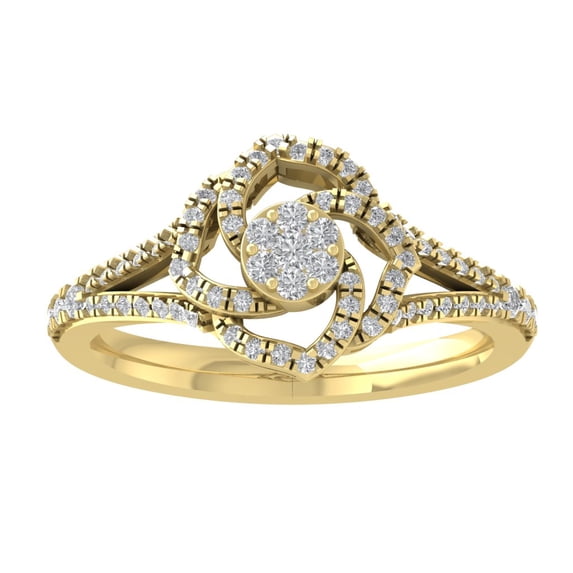 Araiya 14K Yellow Gold Diamond Flower Ring (3/8 cttw, I-J Color, I2-I3 Clarity), Size 8