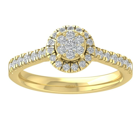 Araiya 14K Yellow Gold Diamond Halo Band Ring (5/8 cttw, I-J Color, I2-I3 Clarity), Size 8.5
