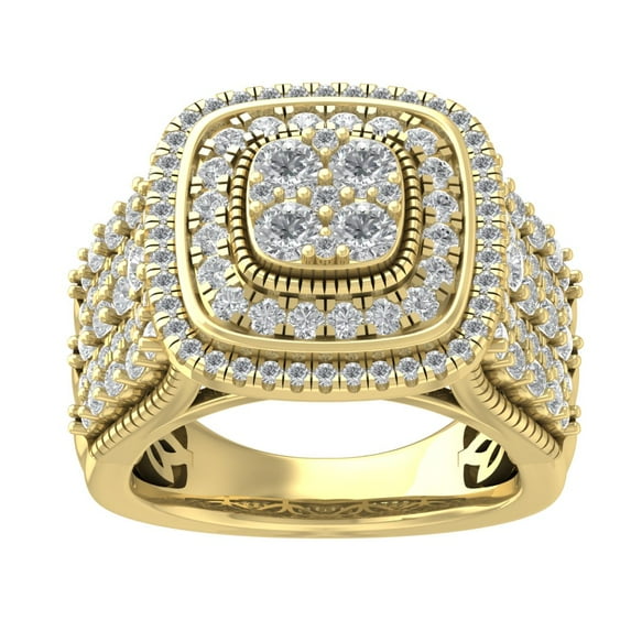 Araiya 14K Yellow Gold Diamond Halo Band Ring for Women (2 cttw, I-J Color, I2-I3 Clarity), Size 5