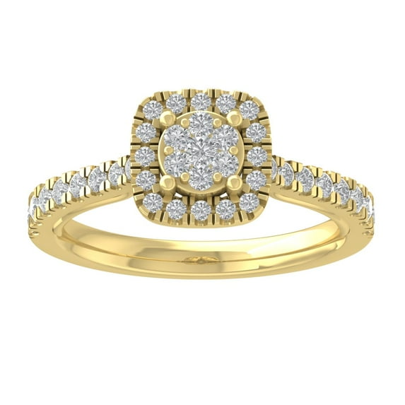 Araiya 14K Yellow Gold Diamond Halo Ring (5/8 cttw, I-J Color, I2-I3 Clarity), Size 7