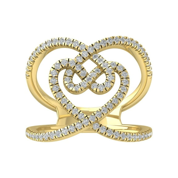 Araiya 14K Yellow Gold Diamond Heart Band Ring (1/2 cttw, I-J Color, I2-I3 Clarity), Size 7