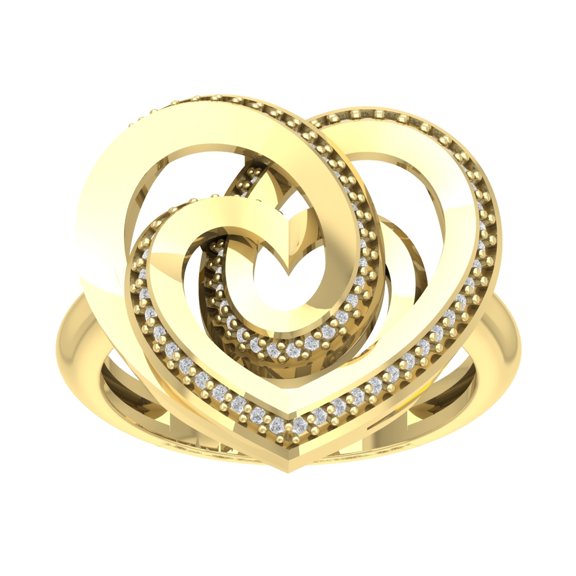 Araiya 14K Yellow Gold Diamond Heart Band Ring (1/5 cttw, I-J Color, I2-I3 Clarity), Size 7