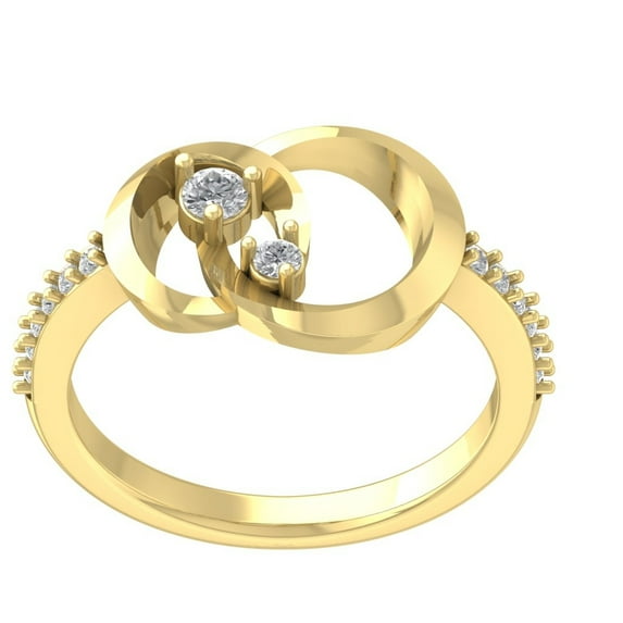 Araiya 14K Yellow Gold Diamond Inetrlocking Circle Ring (1/4 cttw, I-J Color, I2-I3 Clarity), Size 10