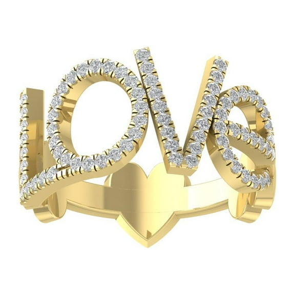 Araiya 14K Yellow Gold Diamond Love Band Ring (1/3 cttw, I-J Color, I2-I3 Clarity), Size 8