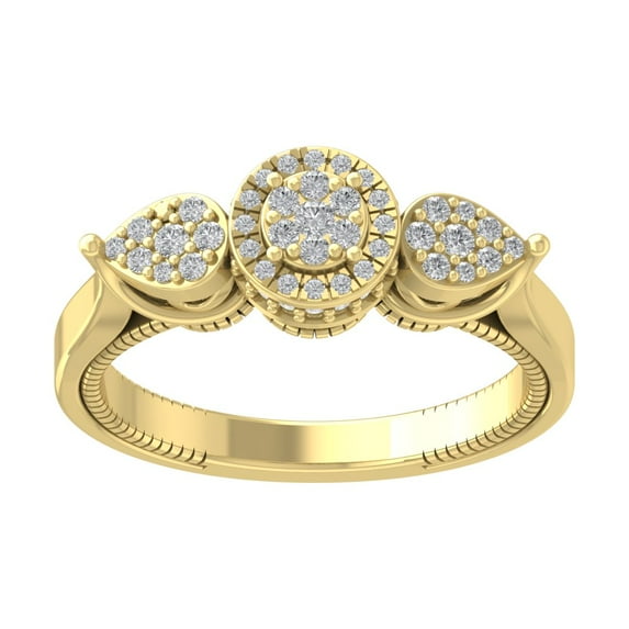 Araiya 14K Yellow Gold Halo Cluster Diamond Ring for Women (1/3 cttw, I-J Color, I2-I3 Clarity), Size 6.5