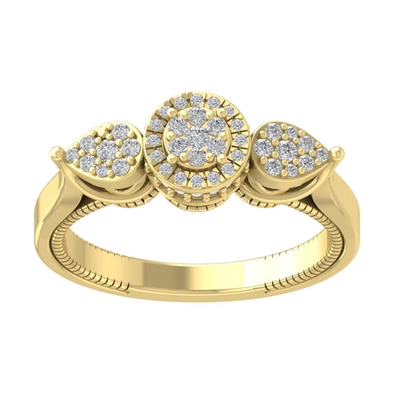 Araiya 14K Yellow Gold Halo Cluster Diamond Ring for Women (1/3 cttw, I-J Color, I2-I3 Clarity), Size 9.5