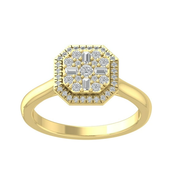 Araiya 14K Yellow Gold Halo Diamond Ring for Women (3/8 cttw, I-J Color, I2-I3 Clarity), Size 7