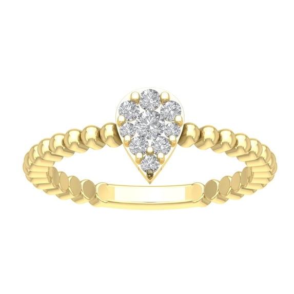 Araiya 14K Yellow Gold Pear Shape Diamond Cluster Ring for Women (1/4 cttw, I-J Color, I2-I3 Clarity), Size 8
