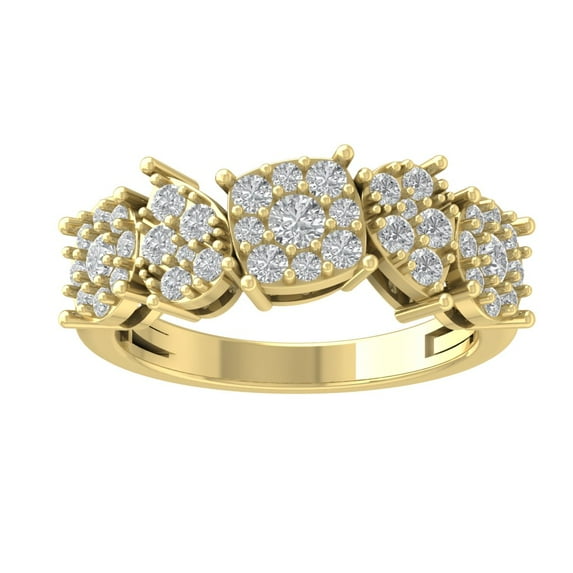Araiya 14K Yellow Gold Round Cluster Diamond Engagement Ring (1 cttw, I-J Color, I2-I3 Clarity), Size 6.5