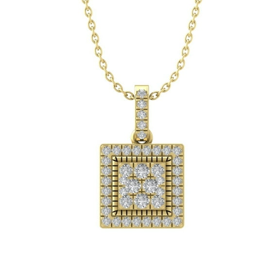 Araiya 14K Yellow Gold Round Diamond Cluster Pendant with Gold Plated Silver Chain Necklace (3/8 cttw, I-J Color, I2-I3 Clarity), 18"