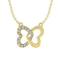 thumbnail image 1 of Araiya 14K Yellow Gold Round Diamond Double Heart Pendant with Gold Plated Silver Chain Necklace (1/10 cttw, I-J Color, I2-I3 Clarity), 18", 1 of 3