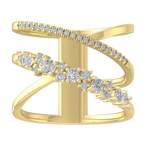 Araiya 14K Yellow Gold Round Diamond Fashion Band Ring (1/2 cttw, I-J Color, I2-I3 Clarity), Size 9