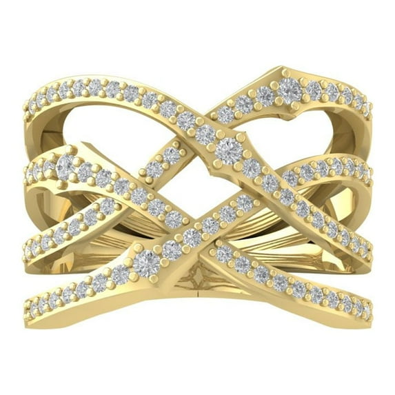 Araiya 14K Yellow Gold Round Diamond Fashion Band Ring (3/4 cttw, I-J Color, I2-I3 Clarity), Size 10