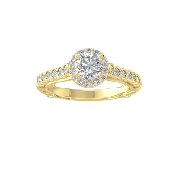 Araiya 14K Yellow Gold Round Diamond Halo Engagement Ring (1 1/4 cttw, I-J Color, I2-I3 Clarity), Size 6
