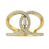 Araiya 14K Yellow Gold Round and Baguette Diamond Space Band Ring (1/3 cttw, I-J Color, I2-I3 Clarity), Size 7