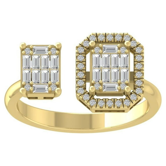 Araiya 14K Yellow Gold Round and Baguette-shape Diamond Fashion Band Ring (3/8 cttw, I-J Color, I2-I3 Clarity), Size 7.5