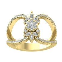 Araiya 14K Yellow Gold Round and Marquise Diamond Cluster Band Ring (1/2 cttw, I-J Color, I2-I3 Clarity), Size 7