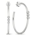thumbnail image 1 of Araiya 925 Sterling Silver 1/10 Cttw Diamond Fashion Hoop Earrings for Women, 1 of 6