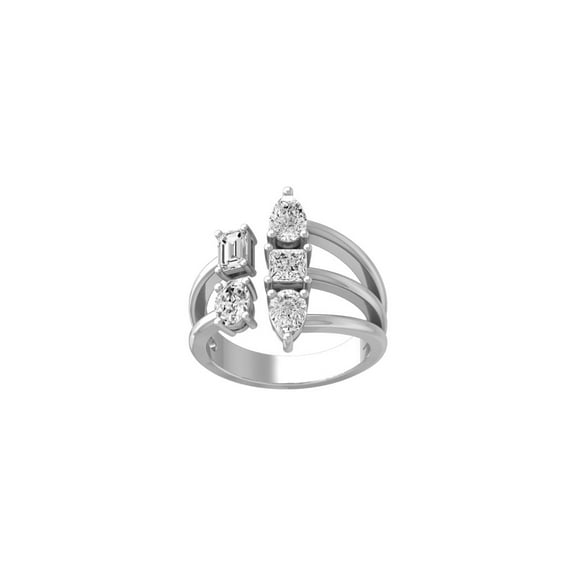 Araiya Fine Jewelry 10K White Gold Ascher, Emerald and Oval-shape Lab Grown Diamond Fashion Promise Anniversary Ring (1 1/2 Cttw, D-F Color, VS1 Clarity) Size 5