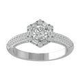 thumbnail image 1 of Araiya Fine Jewelry 10K White Gold Baguette and Round shape Lab Grown Diamond Halo Engagement Ring ( 1 cttw, D-F Color, VS Clarity) Size 6.5, 1 of 4