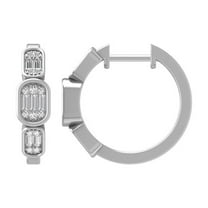 Araiya Fine Jewelry 10K White Gold Baguette-shape and Round-shape Lab Grown Diamond Channel-Setting Fashion Earrings (1/3 cttw, D-F Color, VS1 Clarity)