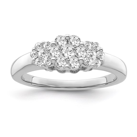 Araiya Fine Jewelry 10K White Gold Diamond Cluster Band Ring (1/2 cttw, I-J Color, I2-I3 Clarity) Size 7