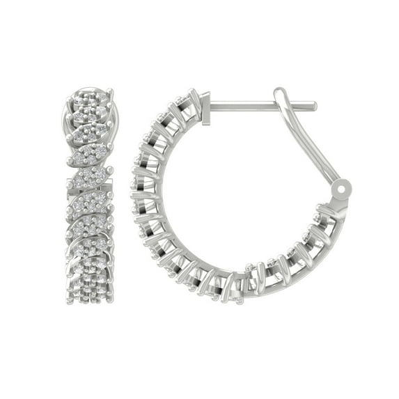Araiya Fine Jewelry 10K White Gold Diamond Hoop Earrings (3/4 cttw, I-J Color, I2-I3 Clarity)