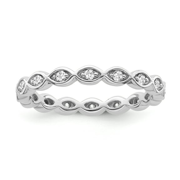 Araiya Fine Jewelry 10K White Gold Diamond Stackable Eternity Band Ring (1/4 cttw, I-J Color, I2-I3 Clarity) Size 5