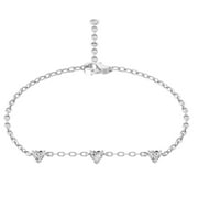 ARAIYA Fine Jewelry 10K White Gold Heart-Shape Lab Grown Diamond Three Heart Stone Bracelet for Women (1/4 cttw, D-F Color, VS1 Clarity) 7inch