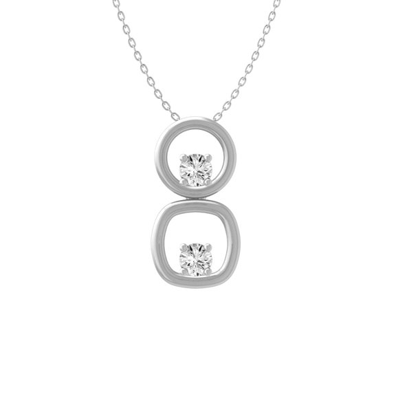 Araiya 10K White Gold Lab Grown Diamond Fashion Pendant for Women with Silver Cable Chain Necklace (1/5 cttw, VS1 Clarity, D-F Color) 18inch