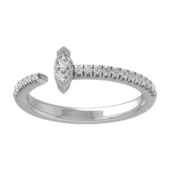 Araiya Fine Jewelry 10K White Gold Marquise and Round shape Lab Grown Diamond Fashion Band Ring ( 1/4 cttw, D-F Color, VS Clarity) Size 10