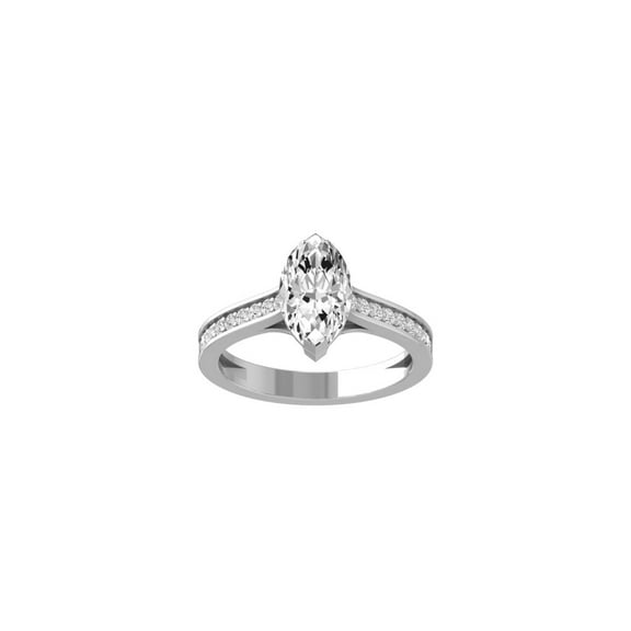 Araiya Fine Jewelry 10K White Gold Marquise and Round-shape Lab Grown Diamond solitaire Engagement Ring (1 3/4 Cttw, D-F Color, VS1 Clarity) Size 5