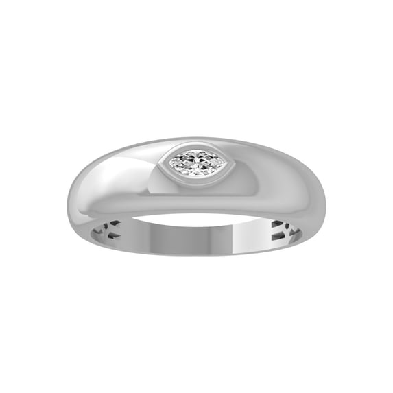 Araiya Fine Jewelry 10K White Gold Marquise-shape Lab Grown Diamond Fashion Band Ring ( 1/10 cttw, D-F Color, VS Clarity) Size 7.5