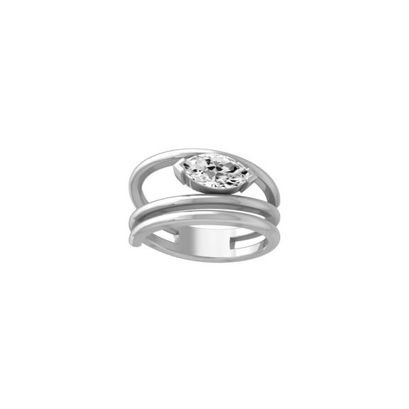 Araiya Fine Jewelry 10K White Gold Marquise-shape Lab Grown Diamond Fashion Promise Anniversary Ring (1 Cttw, D-F Color, VS1 Clarity) Size 5.5