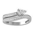 thumbnail image 1 of Araiya Fine Jewelry 10K White Gold Pear and Round-shape Lab Grown Diamond Wedding Band Ring (3/4 Cttw, D-F Color, VS1 Clarity) Size 7, 1 of 6