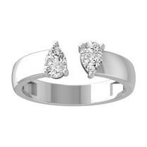 Araiya Fine Jewelry 10K White Gold Pear-shape Lab Grown Diamond open Band Ring (1/2 Cttw, D-F Color, VS1 Clarity) Size 10