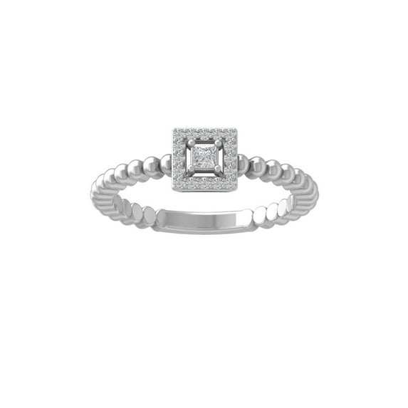Araiya Fine Jewelry 10K White Gold Princess and Round shape Lab Grown Diamond Promise Ring ( 1/6 cttw, D-F Color, VS Clarity) Size 7