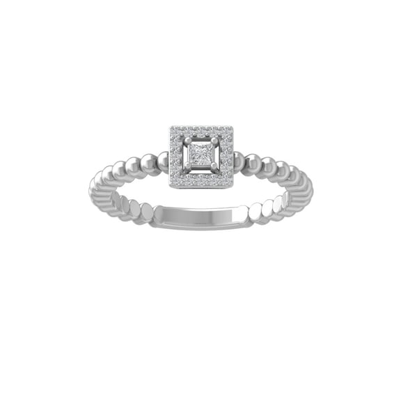 Araiya Fine Jewelry 10K White Gold Princess and Round shape Lab Grown Diamond Promise Ring ( 1/6 cttw, D-F Color, VS Clarity) Size 9