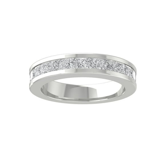 Araiya Fine Jewelry 10K White Gold Princess-shape Lab Grown Diamond Wedding Band Ring ( 1 1/2 cttw, D-F Color, VS Clarity) Size 10