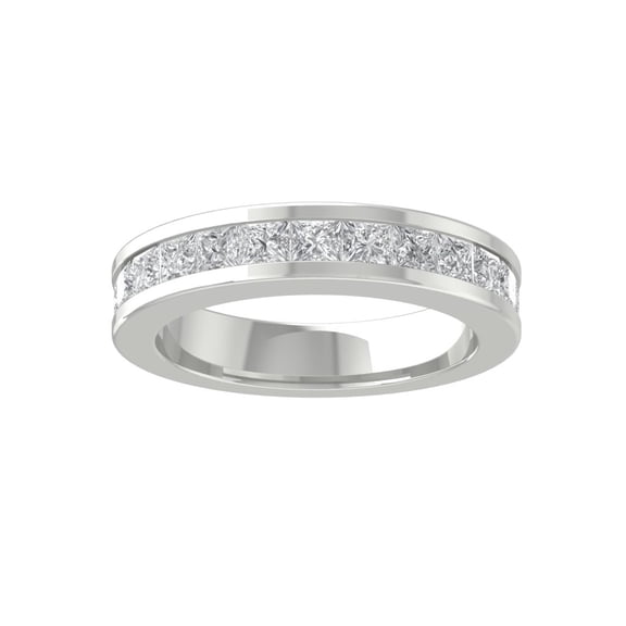 Araiya Fine Jewelry 10K White Gold Princess-shape Lab Grown Diamond Wedding Band Ring ( 1 1/2 cttw, D-F Color, VS Clarity) Size 8.5