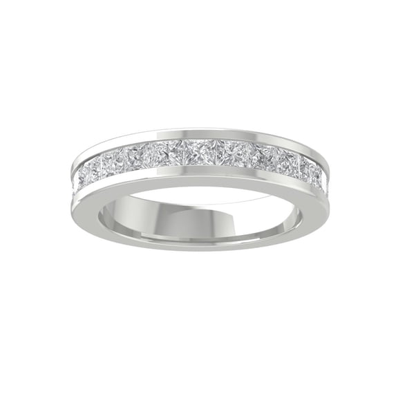 Araiya Fine Jewelry 10K White Gold Princess-shape Lab Grown Diamond Wedding Band Ring ( 1 1/2 cttw, D-F Color, VS Clarity) Size 9