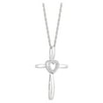 thumbnail image 1 of Araiya Fine Jewelry 10K White Gold Round Diamond Cross Heart Pendant with Sterling Silver Rope Chain Necklace (1/10 cttw, I-J Color, I2-I3 Clarity), 18", 1 of 6