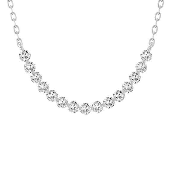 Araiya Fine Jewelry 10K White Gold Round Shape Lab Grown Diamond Fashion Pendant with Silver Plated Cable Chain Necklace for Women (1/2 cttw, D-F Color, VS Clarity) 18"