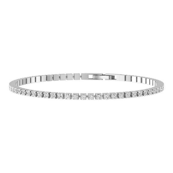 Araiya Fine Jewelry 10K White Gold Round-Shape Lab Grown Diamond Tennis Bracelet for Women (2 cttw, D-F Color, VS1 Clarity) 7inch