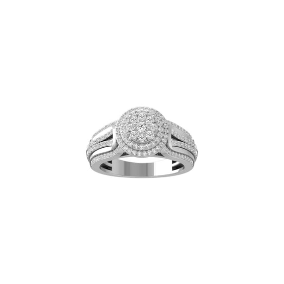 Araiya Fine Jewelry 10K White Gold Round-shape Diamond Halo Engagement Ring (3/4 Cttw, I-J Color, I2-I3 Clarity) Size 9