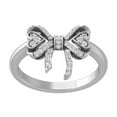 thumbnail image 1 of Araiya Fine Jewelry 10K White Gold Round-shape Lab Grown Diamond Bow Tie Heart Band Ring (1/6 Cttw, D-F Color, VS1 Clarity) Size 5, 1 of 6