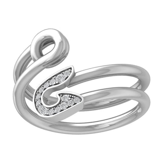 Araiya Fine Jewelry 10K White Gold Round-shape Lab Grown Diamond Bypass Band Ring ( 1/10 cttw, D-F Color, VS Clarity) Size 5